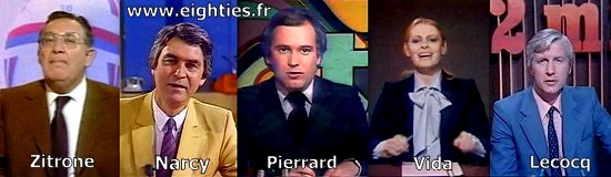 Années 80, 80's, eighties, 70, 70's, journalistes, JT, Journal télévisé, Jean-claude Bourret, Yves mourousi, bruno masure, christine ockrent, Roger Gicquel